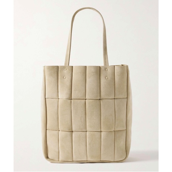 KHAITE Zoe Panel Suede Tote Bag in Natural Beige